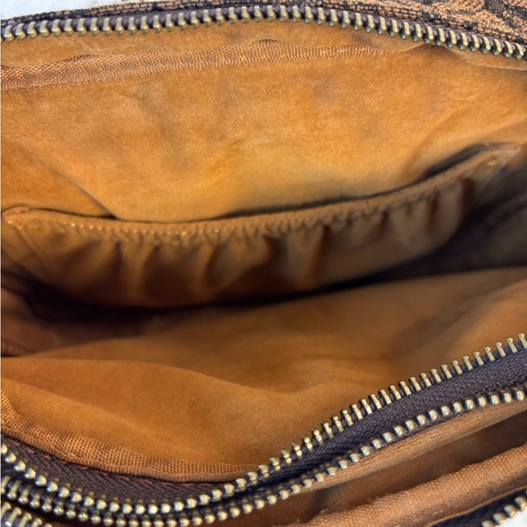 Patricia Nash Brown World Map Velvet Cross Over Leather Trim Purse - Picture 8 of 11